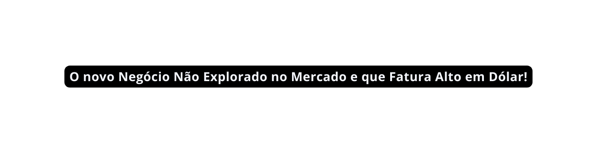 O novo Negócio Não Explorado no Mercado e que Fatura Alto em Dólar